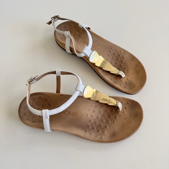 Vionic Shoes - Vionic - Miami Toe Post Sandals in White and Gold